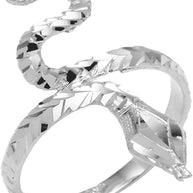 .925 Sterling Silver Diamond Cut Snake Ring