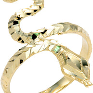 Yellow Gold Diamond Cut Snake Ring
