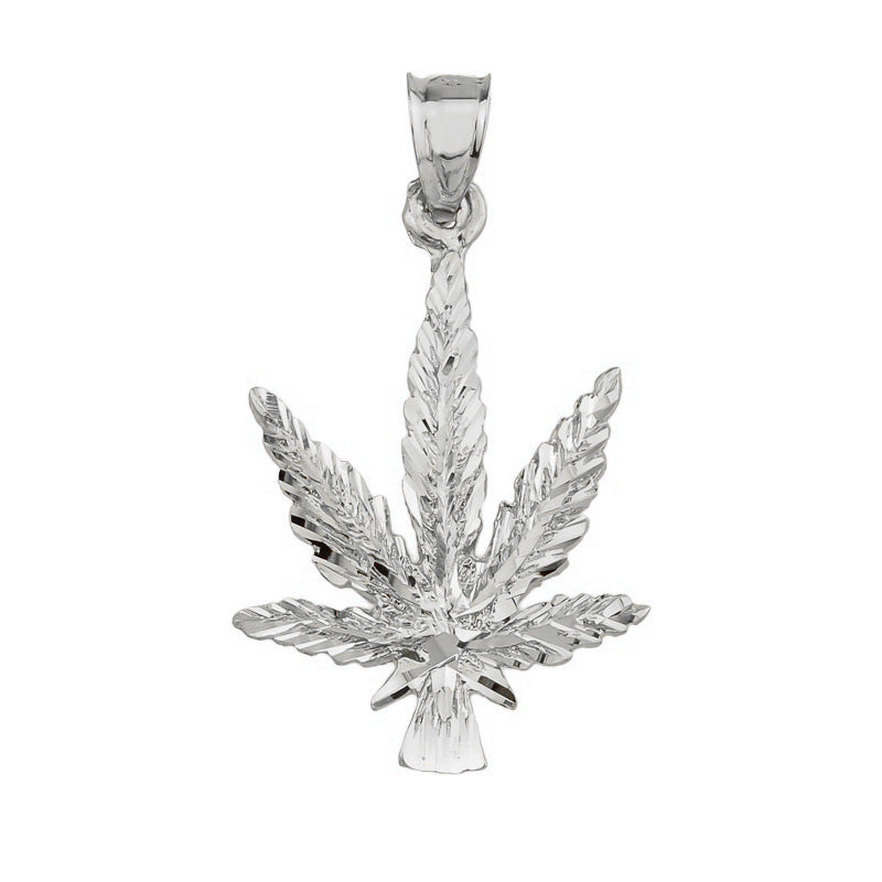 925 Sterling Silver Marijuana Leaf Weed Pendant