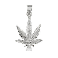 925 Sterling Silver Marijuana Leaf Weed Pendant