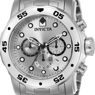 Invicta Men's 0071 Pro Diver Quartz Chronograph Silver Dial Watch