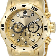 Invicta Men's 0074 Pro Diver Quartz Chronograph Gold Dial Watch