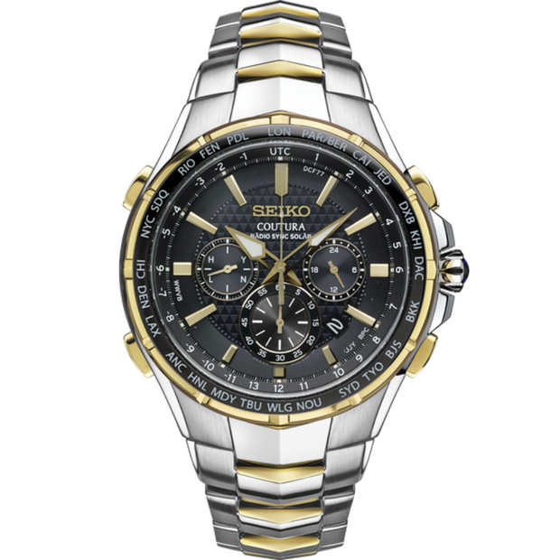SSG022 Seiko Coutura Radio Sync Solar Chronograph Two-Tone Mens Watch