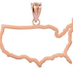 Gold United States of America Outline Pendant Necklace (Available in Yellow/Rose/White)