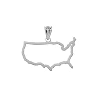 United States Of America Outline Pendant Necklace in Sterling Silver