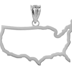 Gold United States of America Outline Pendant Necklace (Available in Yellow/Rose/White)