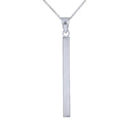 Sterling Silver Vertical Bar Pendant Necklace
