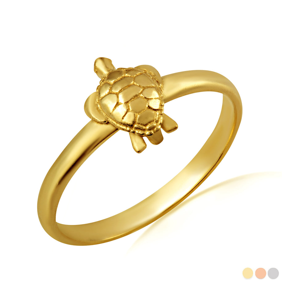 Gold Marine Sea Turtle Ring (Available in Yellow/Rose/White Gold)