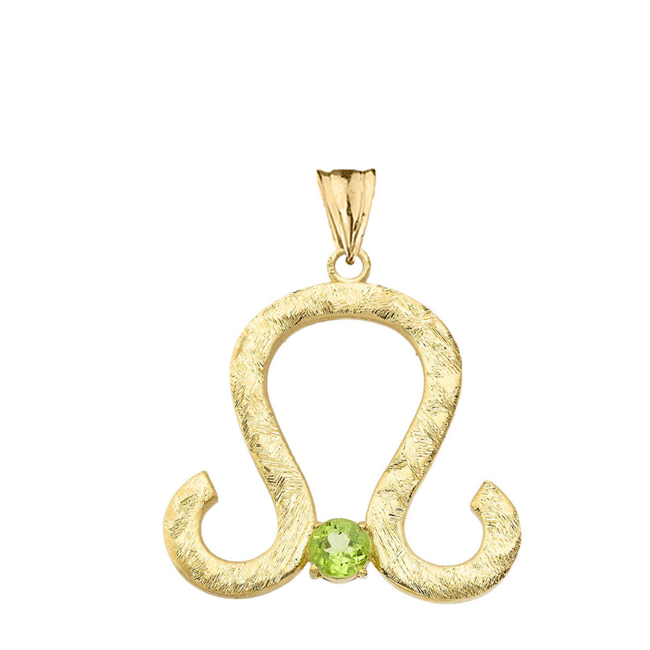 Gold Custom Satin Finish Zodiac Sign Birthstone Astrology Pendant Necklace (Available in Yellow/Rose/White Gold)