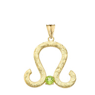Gold Custom Satin Finish Zodiac Sign Birthstone Astrology Pendant Necklace (Available in Yellow/Rose/White Gold)