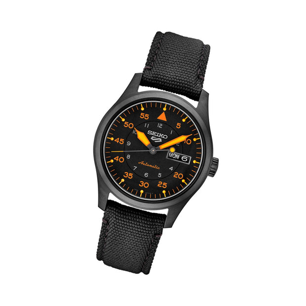SRPH33 Seiko 5 Sports Automatic Black Dial Strap Pilots Men's Watch