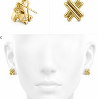 10K Yellow Gold Omega Clip Cross Earrings