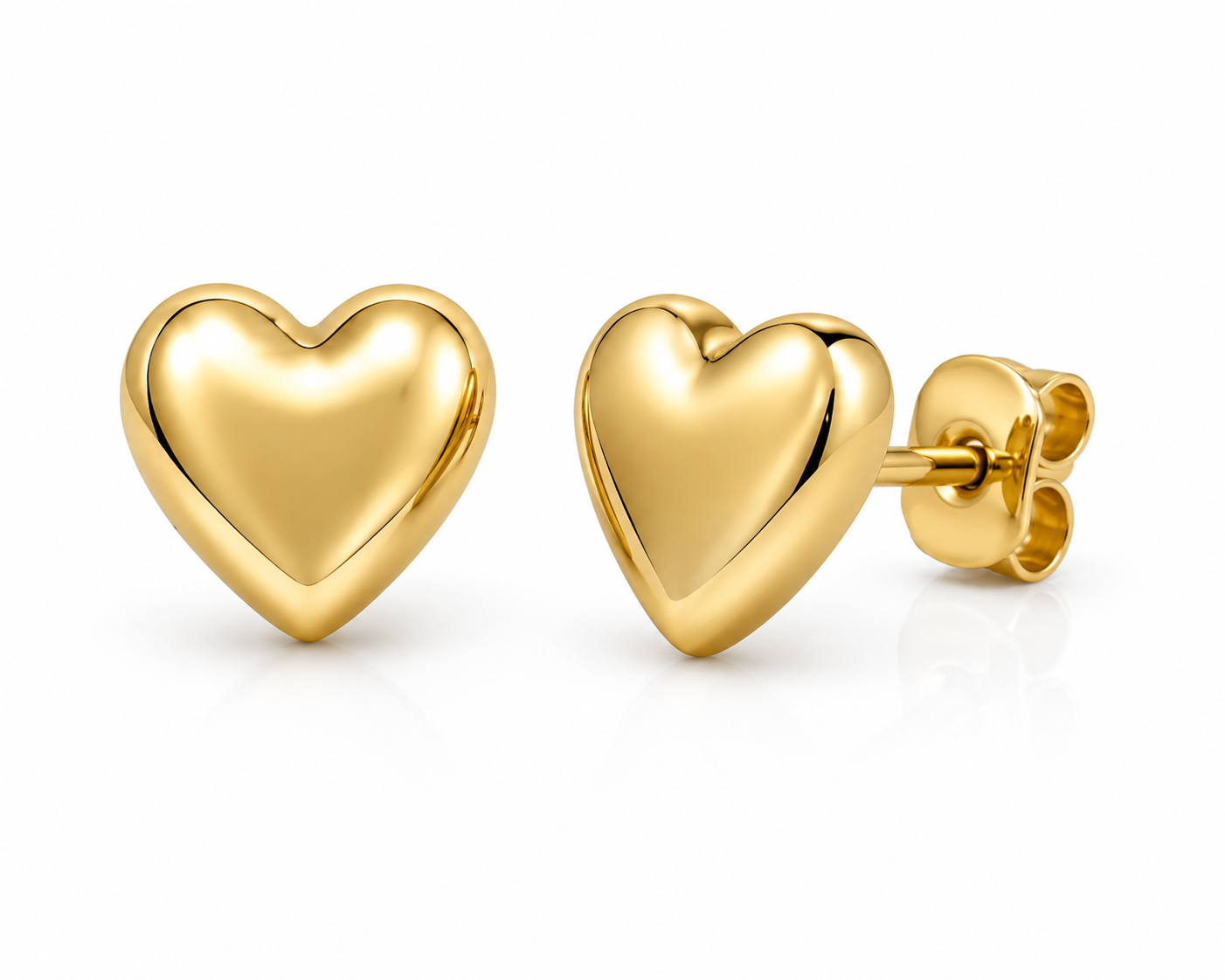 10K Yellow Gold Puffy Heart Earrings