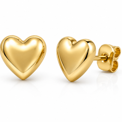 10K Yellow Gold Puffy Heart Earrings