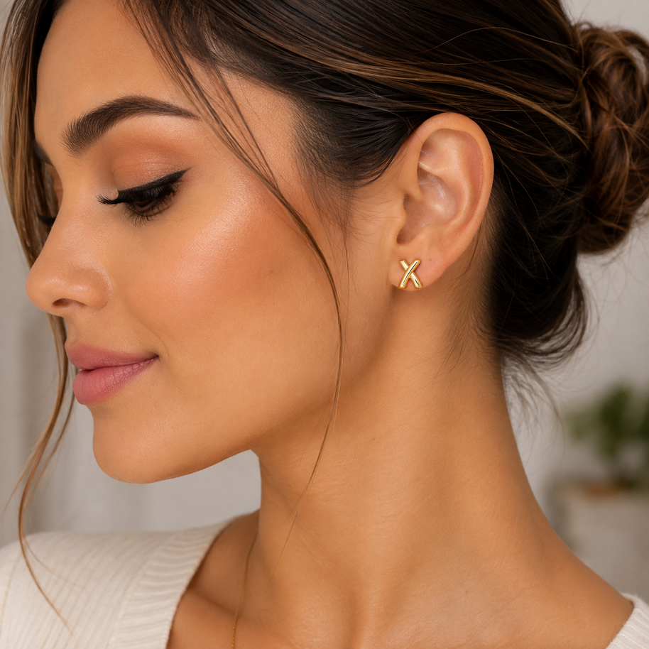 10K Yellow Gold X Earrings