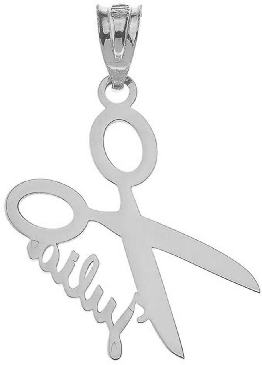Personalized Engravable Silver Name Hairdresser Hair Stylist Scissor Pendant Necklace
