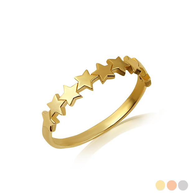 Gold Celestial Star Cluster Band Ring (Available in Yellow/Rose/White Gold)
