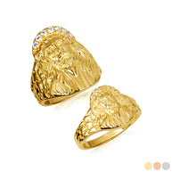 Gold Cubic Zirconia Jesus Christ Crown of Thorns Nugget Ring (Available in Small/Large & Yellow/Rose/White Gold)