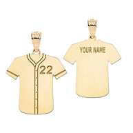 Gold Engravable Baseball/Softball Jersey Number Sports Pendant Necklace (Available in Yellow/Rose/White Gold)