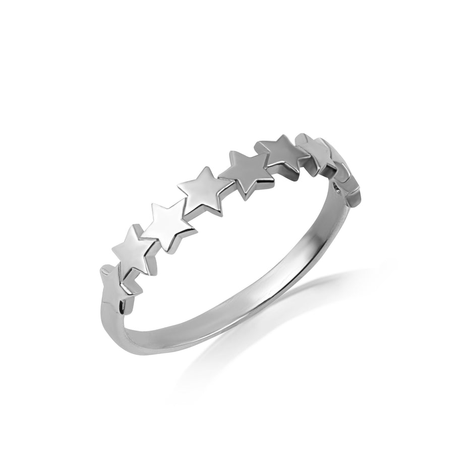 .925 Sterling Silver Celestial Star Cluster Band Ring