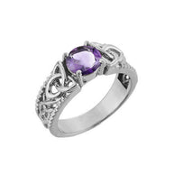 .925 Sterling Silver Personalized Birthstone Irish Celtic Trinity Knot Band Ring