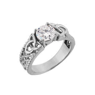 .925 Sterling Silver Personalized Birthstone Irish Celtic Trinity Knot Band Ring