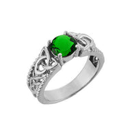 .925 Sterling Silver Personalized Birthstone Irish Celtic Trinity Knot Band Ring