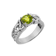 .925 Sterling Silver Personalized Birthstone Irish Celtic Trinity Knot Band Ring