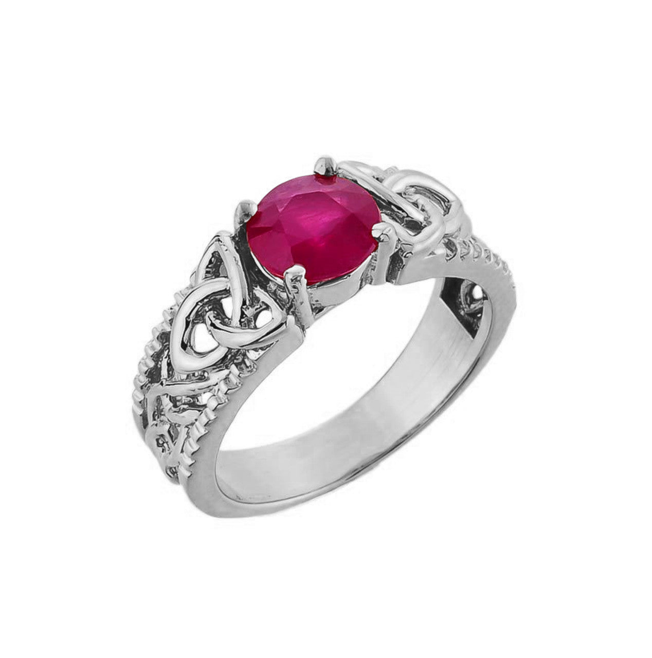 .925 Sterling Silver Personalized Birthstone Irish Celtic Trinity Knot Band Ring