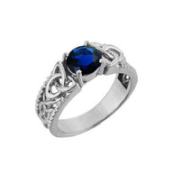 .925 Sterling Silver Personalized Birthstone Irish Celtic Trinity Knot Band Ring