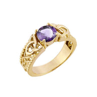 Gold Personalized Birthstone Irish Celtic Trinity Knot Band Ring (Available in Yellow/Rose/White Gold)