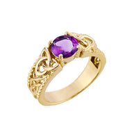 Gold Personalized Birthstone Irish Celtic Trinity Knot Band Ring (Available in Yellow/Rose/White Gold)