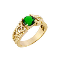 Gold Personalized Birthstone Irish Celtic Trinity Knot Band Ring (Available in Yellow/Rose/White Gold)