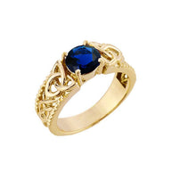 Gold Personalized Birthstone Irish Celtic Trinity Knot Band Ring (Available in Yellow/Rose/White Gold)