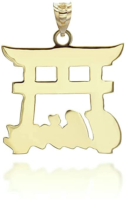 Gold Personalized Japanese Torii Gate Necklace Custom Made Any Name(Available in Yellow/Rose/White)