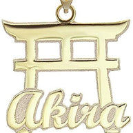 Gold Personalized Japanese Torii Gate Necklace Custom Made Any Name(Available in Yellow/Rose/White)