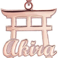 Gold Personalized Japanese Torii Gate Necklace Custom Made Any Name(Available in Yellow/Rose/White)