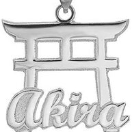 Gold Personalized Japanese Torii Gate Necklace Custom Made Any Name(Available in Yellow/Rose/White)