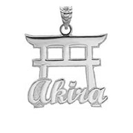 Gold Personalized Japanese Torii Gate Necklace Custom Made Any Name(Available in Yellow/Rose/White)