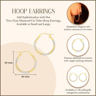 14K Two-Tone Gold Diamond Cut Tube Hoop Earrings (Available in Small/Large & Two-Tone/Yellow/White Gold))