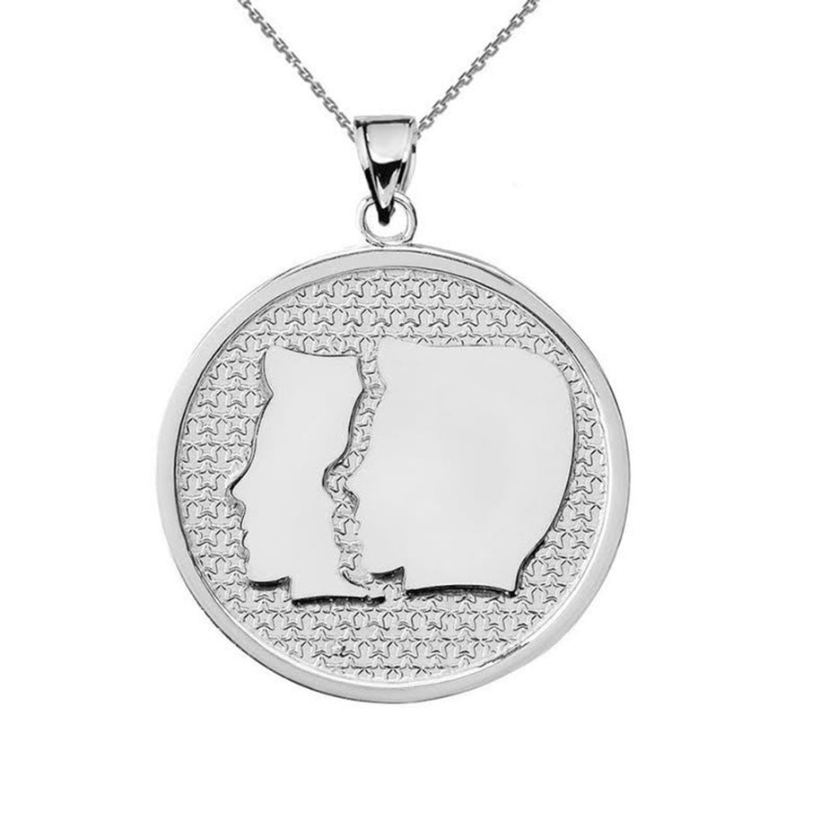 .925 Sterling Silver 12 Astrological Zodiac Disc Pendant Necklace