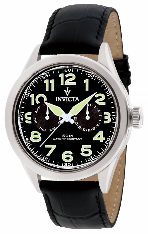 Invicta Men's 11741 Vintage Quartz 3 Hand Black Dial Watch