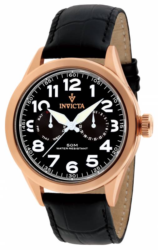 Invicta Men's 11742 Vintage Quartz 3 Hand Black Dial Watch