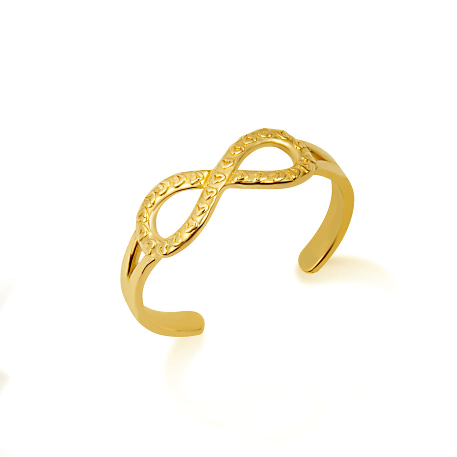 Gold Woman's Infinity and Hearts Toe Ring (Available in Yellow/Rose/White Gold)