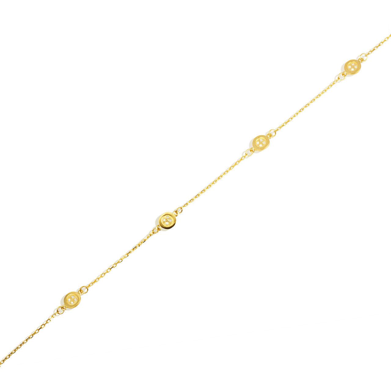 14K Yellow Gold Button Link Bracelet 7
