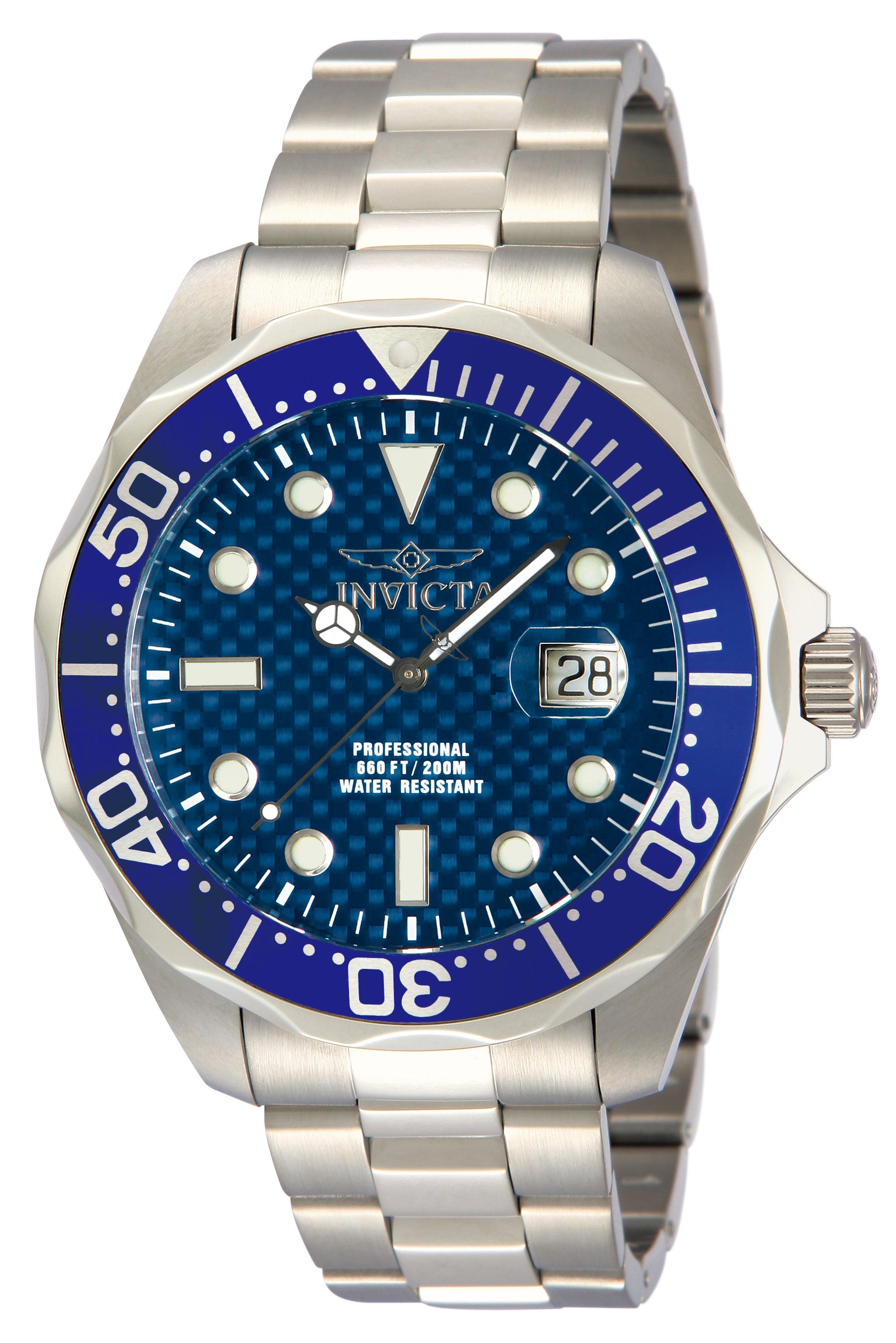 Invicta Men's 12563 Pro Diver Quartz 3 Hand Blue Dial Watch