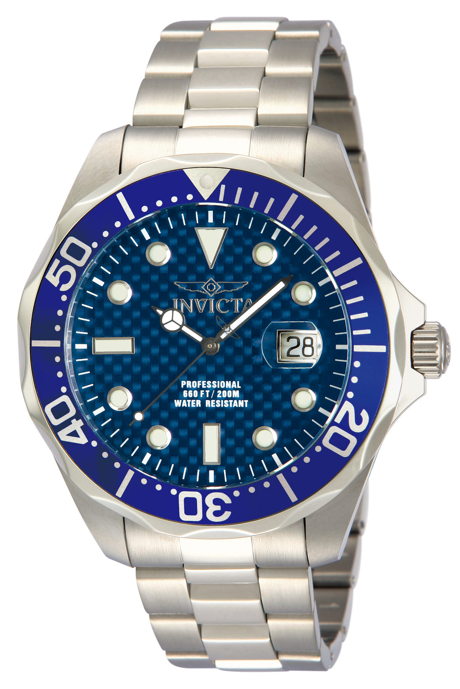 Invicta Men's 12563 Pro Diver Quartz 3 Hand Blue Dial Watch
