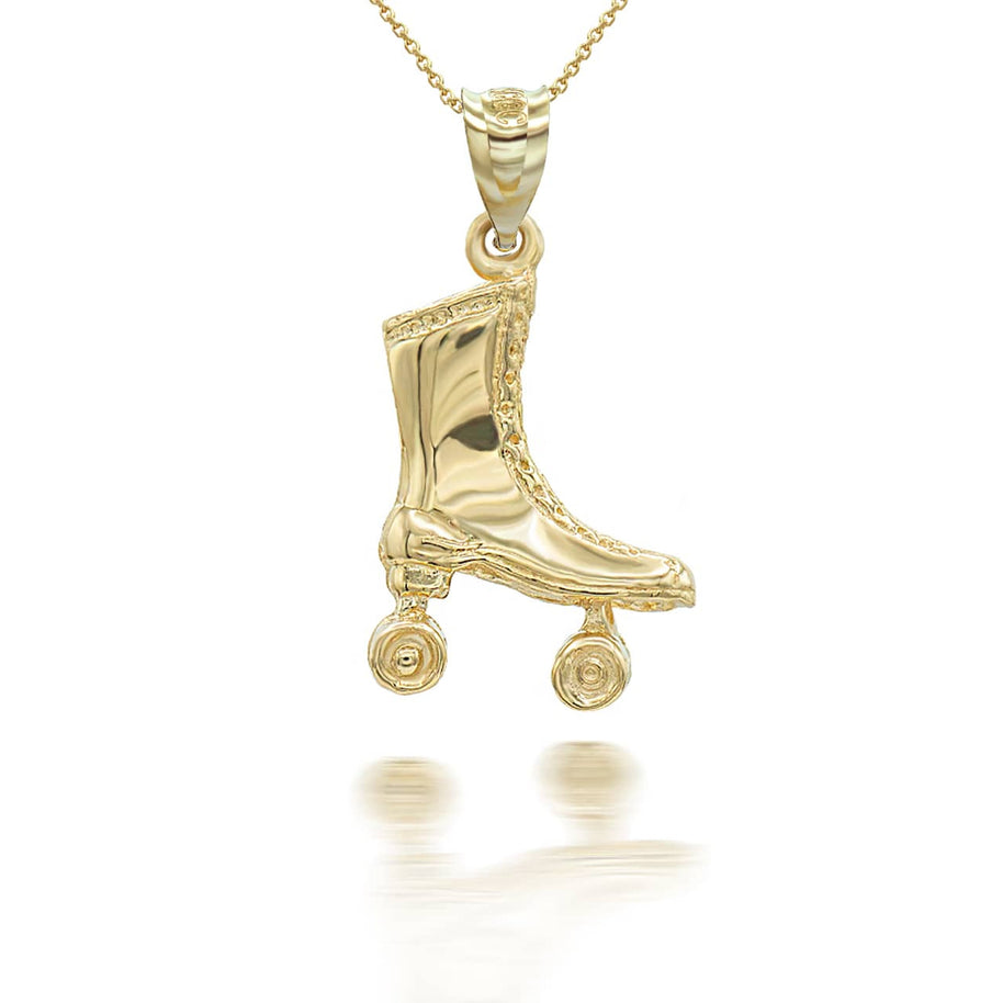 Gold 3D Roller Skates Pendant Necklace (Available in Yellow/Rose/White Gold)