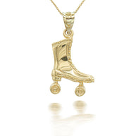Gold 3D Roller Skates Pendant Necklace (Available in Yellow/Rose/White Gold)