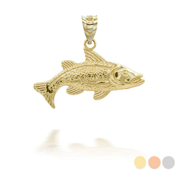 Gold Trout Fish Pendant Necklace (Available in Yellow/Rose/White Gold)